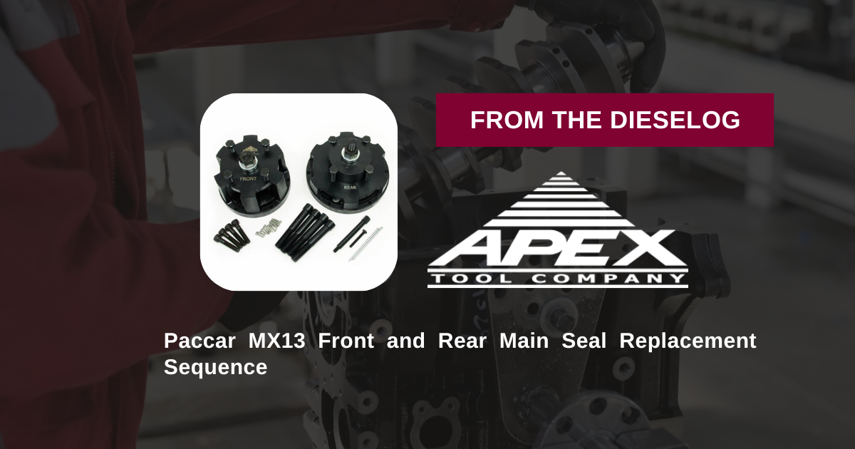 Step-by-step close up view of heavy-duty diesel engine seal installer adapters resting on a workbench